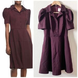 Gal Meets Glam Collection Burgundy Vintage Inspired Puffed Sleeve Nina Dress 4